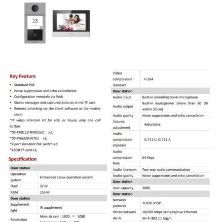 Hikvision DS-KIS604-S - Genuine Product