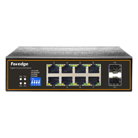 Foredge IS108GP-2F | 8-Port Gigabit Industrial PoE Switch + 2